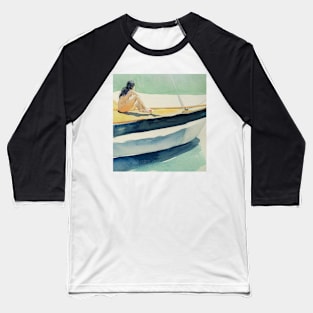 Woman Sunbathing on a Sailboat Baseball T-Shirt